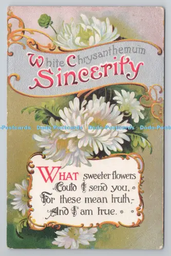 R803890 Weiße Chrysantheme Aufrichtigkeit Blumen Postkarte