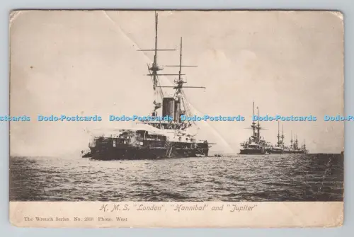 R803909 H M S London Hannibal and Jupiter The Wrench Series No 2358 1905