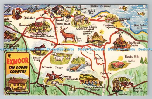 R803948 Exmoor The Doone Country Scenic map Plastichrome by Colourpicture PM Lyn