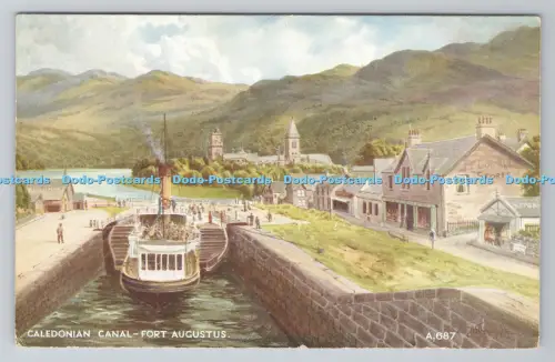 R803974 Fort Augustus Caledonian Canal Valentine Art Farbe E P Thomson