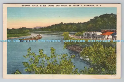 R804146 N Y Herkimer Mohawk River Barge Canal and Route 5S Highway Wm Jubb Syrac