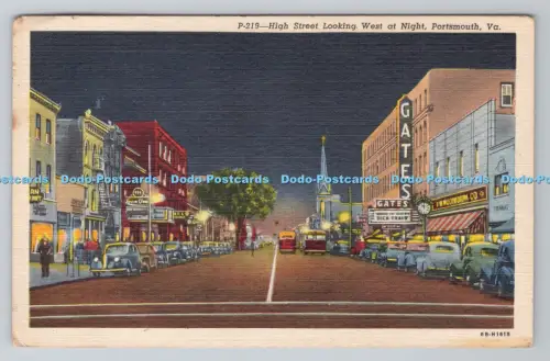 R804148 Portsmouth Va High Street Blick nach Westen bei Nacht Halbinsel Verteilung C