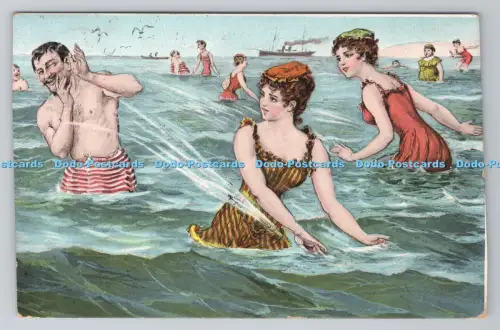 R804161 Mann mit Frauen im Meer Theochrom Serie Nr. 949 PM Maidstone 1911