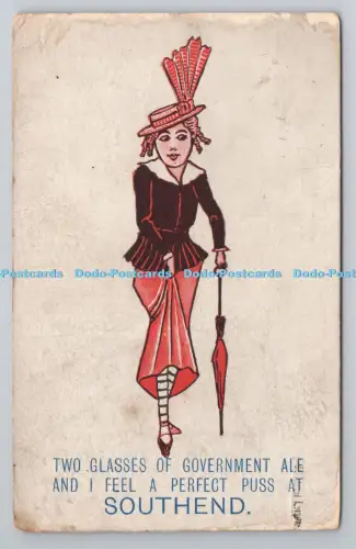 R804467 Southend Frau mit Regenschirm F Moore