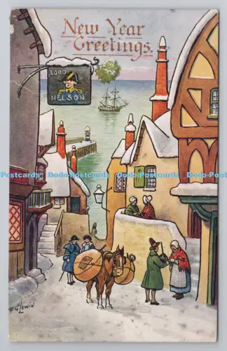 R804475 Neujahrsgrüße Lord Nelson J Salmon Sevenoaks F G Lewin