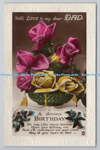 R804652 Ein fröhlicher Geburtstag. Mit Liebe zu meinem lieben Vater. Rosen. Der Regent. London.