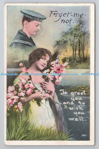 R804673 Vergissmeinnicht. Mann in Uniform. Frau mit Blumen. Sailor Thought of You