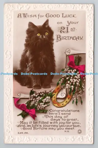 R804675 Ein Wunsch für viel Glück zum 21. Geburtstag. Kat. Hufeisen. Rajar Bromid