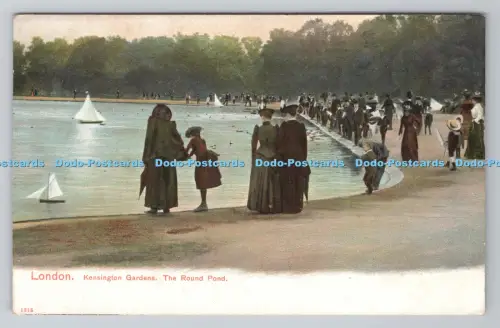 R805016 London. Kensington Gardens. Der runde Teich. Bildbriefpapier. Autoch