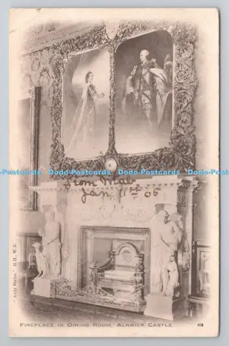 R805043 Alnwick Castle. Kamin im Esszimmer. Serie G. H. W. B. Auty. 1906