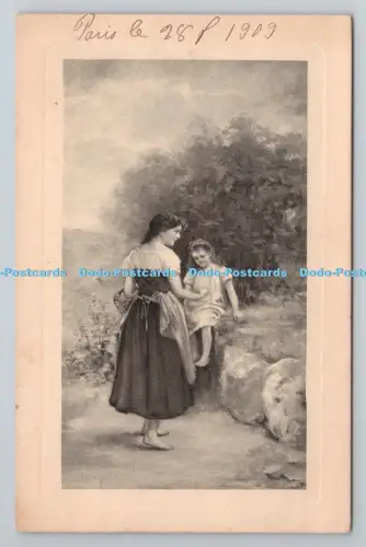 R806635 Paris. Frau und Mädchen. Außen. Wlener Rotophot. Serie Nr. 2361. 1909