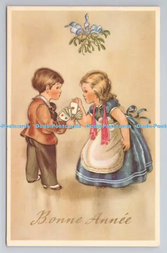 R806684 Bonne Annee. Zwei Kinderspielkarten. Gedruckt in Belgien