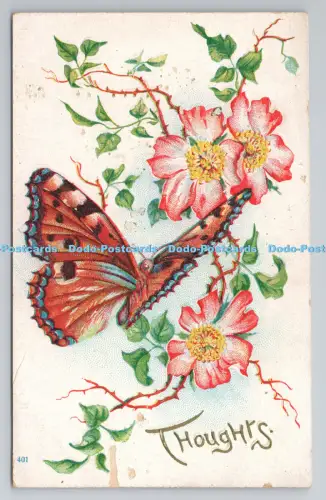 R806717 Gedanken. Schmetterling. Blumen. Gedruckt in Deutschland