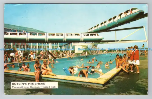 R805143 Butlin Minehead. Monorail über beheiztem Außenpool. Das ist echter Butlin