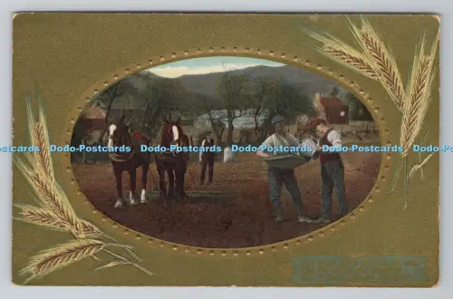 R805192 Zwei Pferde. Erntezeit. Serie. 4006