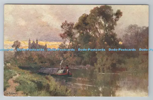 R805324 Eine ruhige Szene am Flussufer. Kleines Boot. Bremski. Joseph Mears. Launch Owners