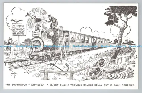 R805328 The Southwold Express. Ein leichtes Motorproblem verursacht Verzögerung, ist aber bald