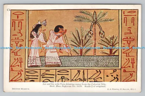 R810730 British Museum. Ani und seine Frau Tutu trinken Wasser aus dem Himmlischen