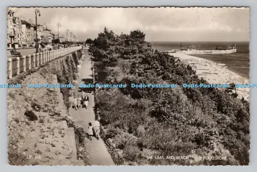 R810735 Folkestone. The Leas and Beach. Lansdowne. London. RP