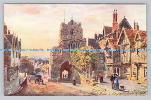 R806991 Warwick. West Gate und Leycester Hospital. stecken. Oilette. 7959