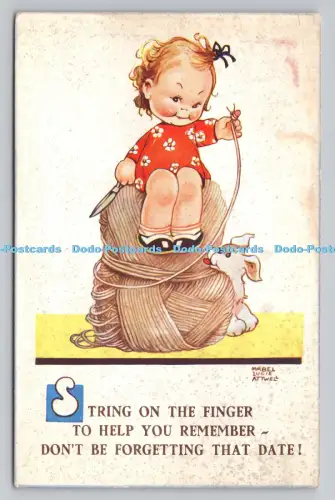 R807014 Saite am Finger, damit Sie sich erinnern können. Valentinstag. Mabel Lucie Attwel