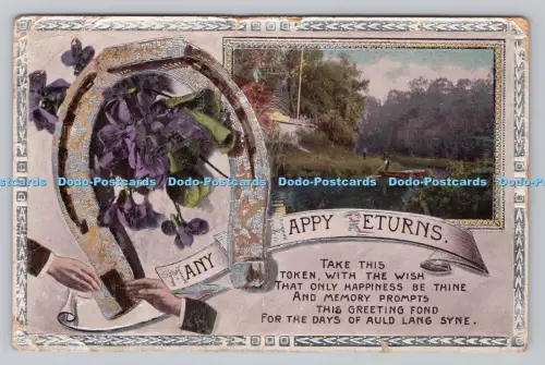 R808796 Viele glückliche Rücksendungen. See. Blumen. 1921