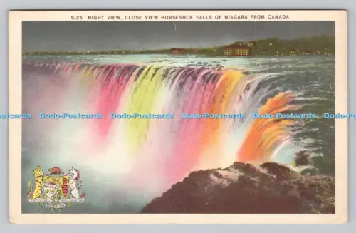 R810863 Nachtsicht. Nahansicht der Hufeisenfälle von Niagara aus Kanada. F. H. Les