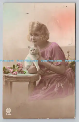 R808808 Frau und Kat. PM. Frasnes Lez Couvin. 1923
