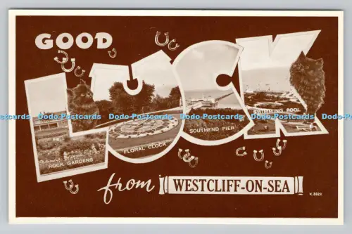 R807240 Viel Glück aus Westcliff on Sea. Blumenuhr. Valentinstag. Fototyp. Mul