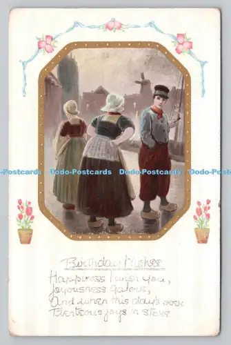 R809056 Geburtstagswünsche. Windmühle. Menschen auf der Straße. Der Philco. London. Ser