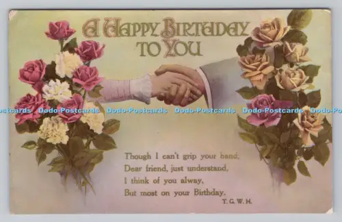R809057 A Happy Birthday To You. Hände. Rosen. Photochrom. London. Tunbridge Wel