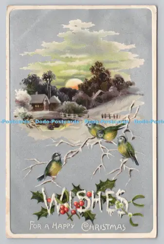 R809099 Wünsche. Für ein frohes Weihnachtsfest. Vögel. Davidson Bros. London. Bild P