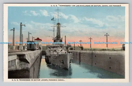 R809113 Panamakanal. U.S.S. Tennessee in Gatun Locks. I.L. Maduro