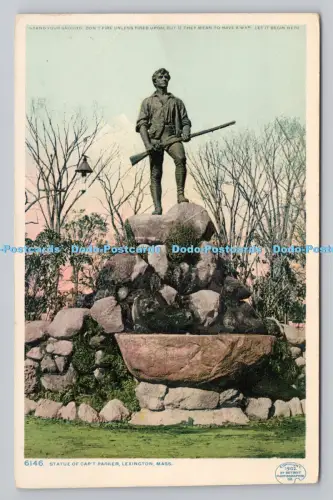 R809135 Mass. Lexington. Statue von Capt Parker. Phostintkarte. Detroit