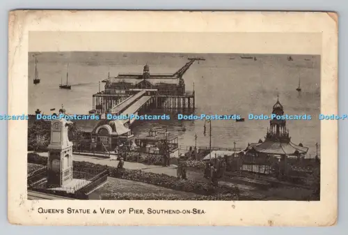 R805857 Southend on Sea. Königin Statue und Blick auf Pier. 1911