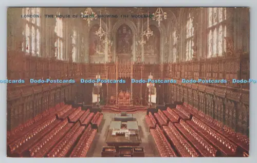 R805923 London. Das House of Lords zeigt den Wollsack. Photochrom. London. Tun