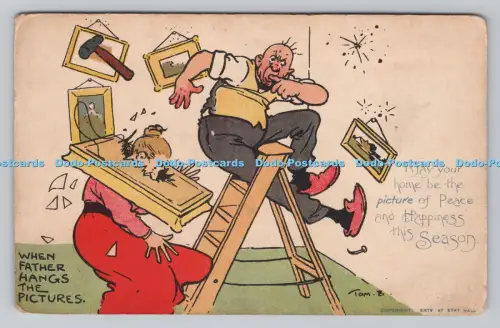 R809262 Wenn Vater die Bilder aufhängt. Davidson Bros. Bildpostkarten. Tom