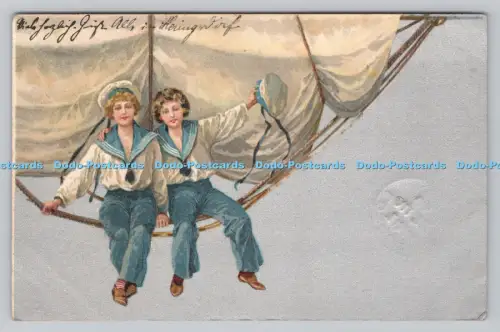 R809267 Zwei Kinder in Matrosenkleidung. PM. London. 1905