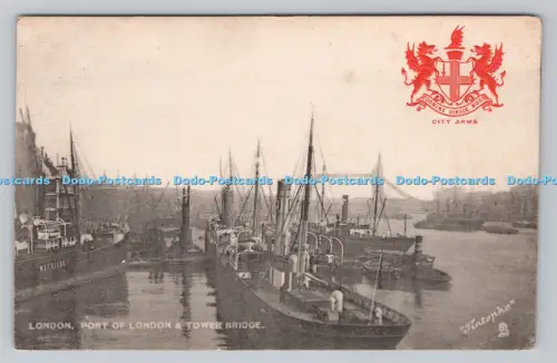 R807599 London. Hafen von London und Tower Bridge. stecken. Tintopho. Wappenansicht.