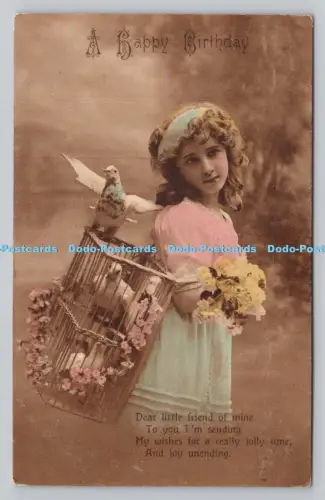 R807734 Lieber kleiner Freund von mir. Mädchen mit Vogel. S.H. London. Serie Nr. 104