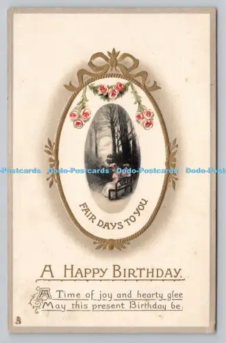 R807758 A Happy Birthday. Fair Days to You. Stecken. Geburtstagsserie. Nr. R. 6076.
