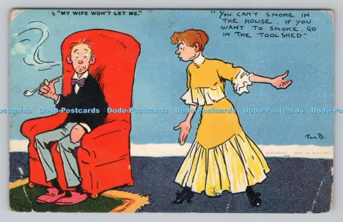 R809477 Meine Frau lässt mich nicht. Davidson Bros. Bildpostkarten. Tom Browne. S