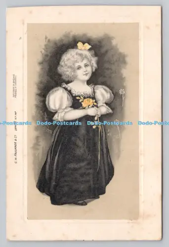 R807796 Mädchen mit Blumen. C. W. Faulkner. Serie. Nr. 147. 1905