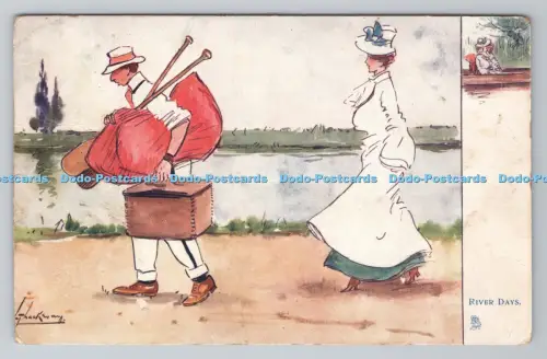 R806207 River Days. Flusshumor. stecken. Oilette Remarque. 9035. 1905