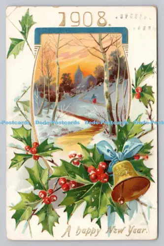 R807825 Ein frohes neues Jahr. Weihnachtsglocken. Wald. stecken. Neujahrspostkarten. Se