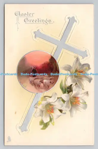 R807832 Ostergrüße. Schafe. Blumen. stecken. Osterserie. Nr. E. 109
