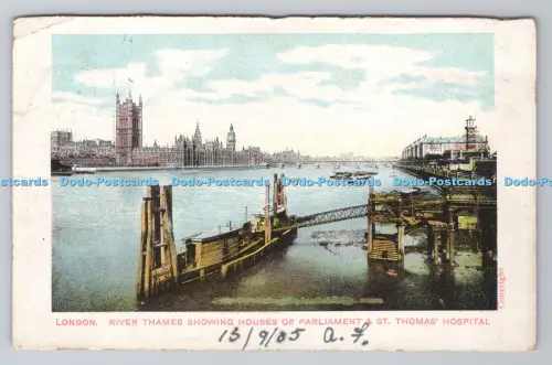 R806251 London. Themse zeigt Häuser des Parlaments und St. Thomas Hospita