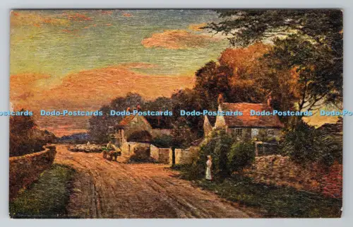 R806289 Blick ins Dorf. Häuser. G. A. London. La Carte Olio Procede Brevete de l