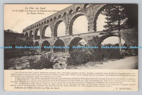 R808030 Le Pont du Gard. Vu de Profil a sa Base Sur le Chemin du Chateau de Sain