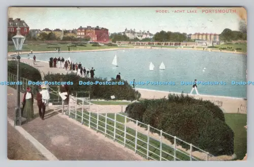 R808051 Portsmouth. Modell Yacht See. Bild. Postkarten Pioniere. London. B. und D.